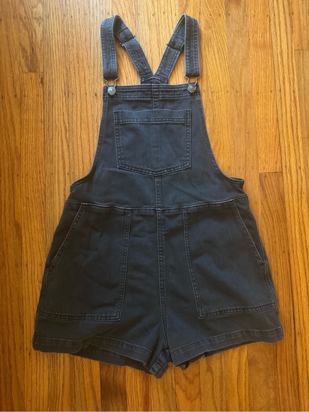 Aerie Black Denim Overall Shorts